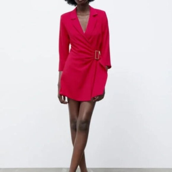 NWT ZARA BUCKLE WRAPJUMPSUITBLAZERROMPER FUCHSIA CLUBCOCKTAILPARTY 0387/055/SZ S - Picture 2 of 14